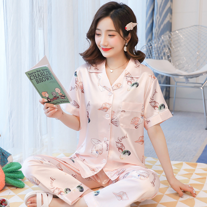 真丝印花冰丝绸缎睡衣女