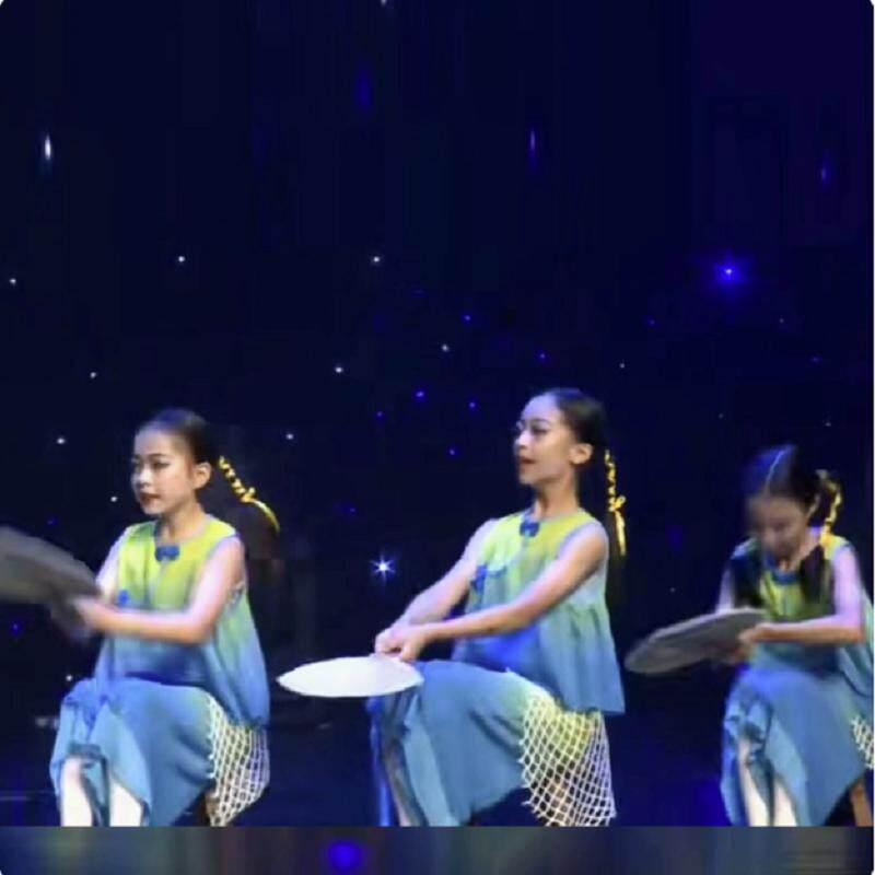 少儿群舞岭南记忆演出服月光光原版道具凳子扇子古典民族舞蹈服饰