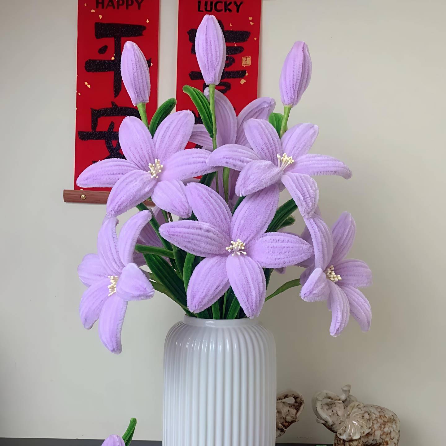 加密手工扭扭棒百合花彩色毛条