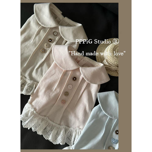 PPPIG 无袖娃娃领花边裙 小型犬博美马尔济斯西施约克夏背心吊带