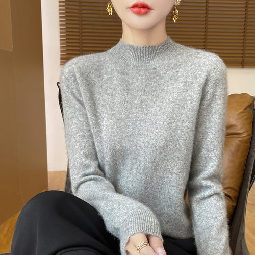 秋冬半高领修身显瘦打底针织衫女