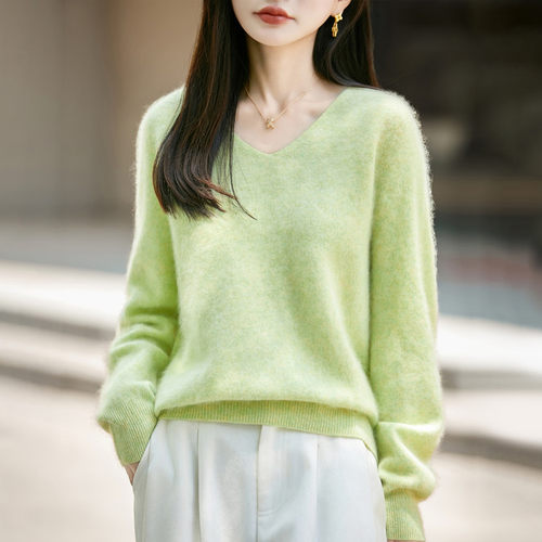 秋冬山羊绒V领内搭毛衣女