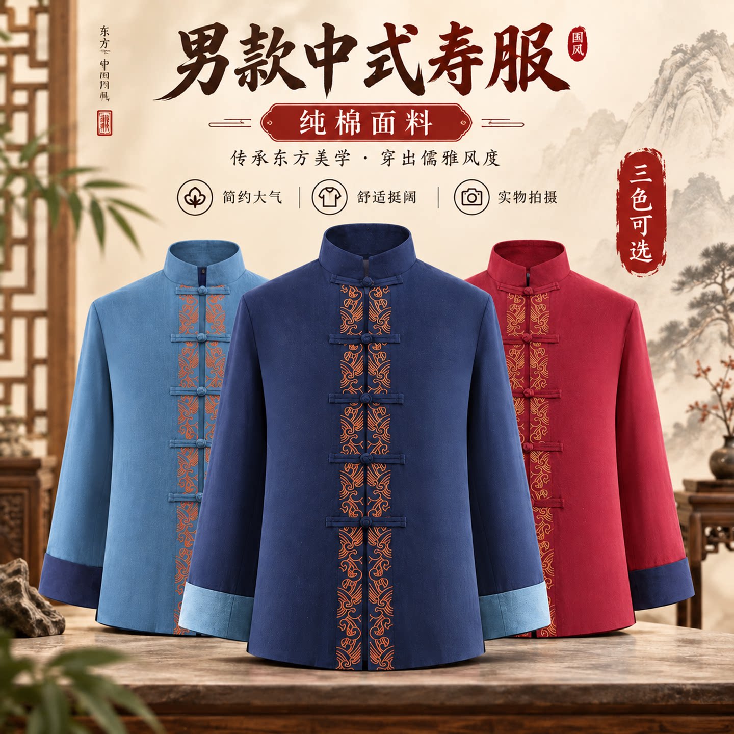 寿衣全套棉麻材质高档老人天玺