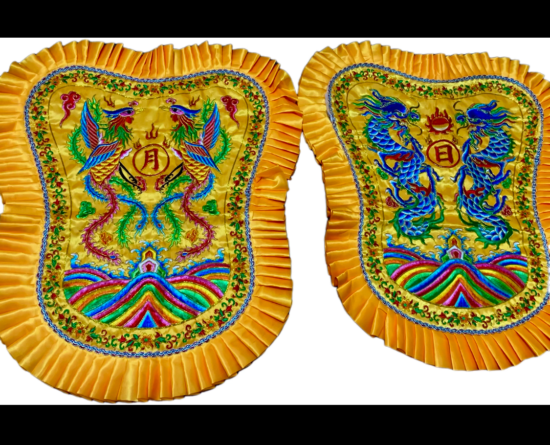 精品芭蕉扇双龙双凤双面绣中号演戏道具佛家道家用品日月扇绣品