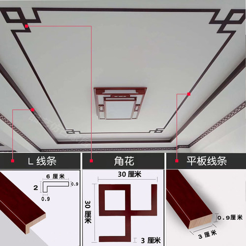 新中式烤漆实木线条角花