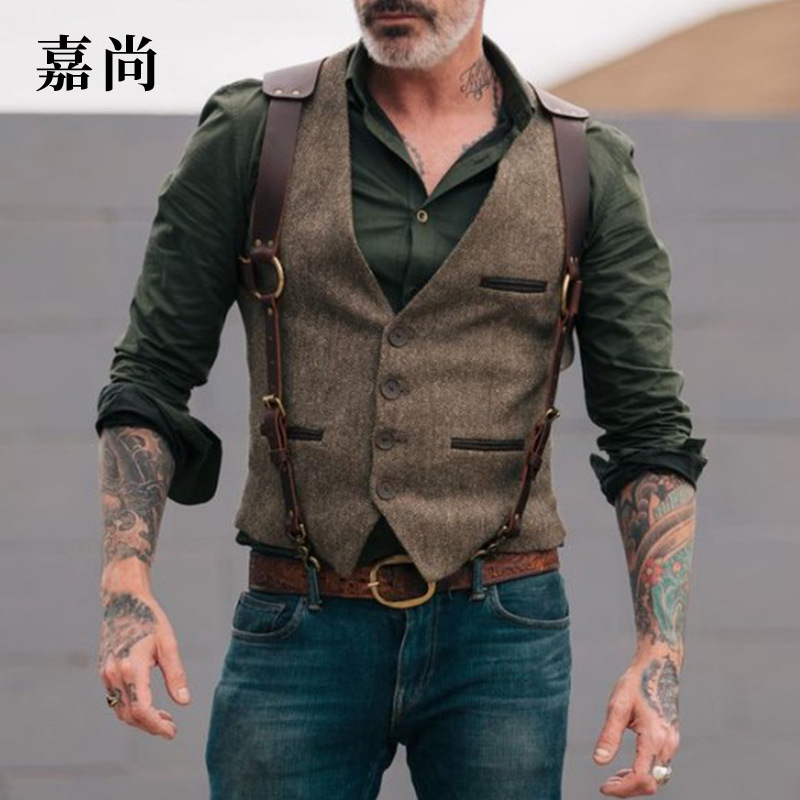 跨境男装2025新款独立站亚马逊欧美背心男士外套马甲男货源