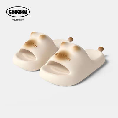 chikoku可爱焦糖猫拖鞋女夏外穿2025新款室内家居厚底防滑凉拖鞋