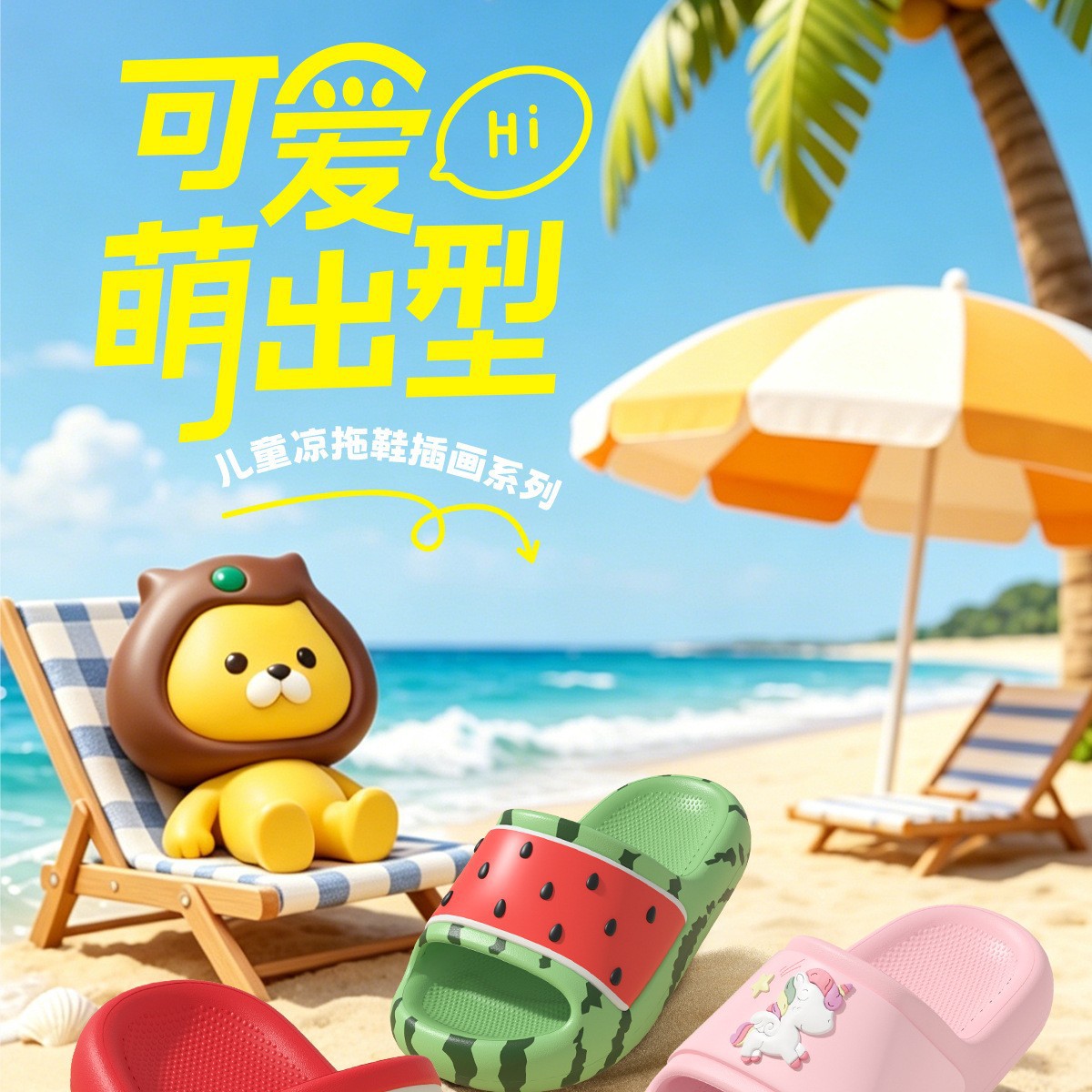 2026新款卡通乐园西瓜儿童拖鞋男童夏季室内家居防滑女孩宝宝凉拖