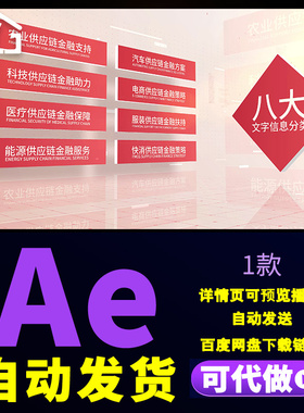 简约红色农业科技医疗能源供应多行业文字板块信息分类介绍AE模版