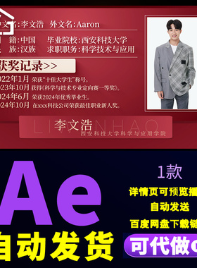 红色高端人物介绍毕业季求职简介履历ppt图文优秀员工介绍AE模板