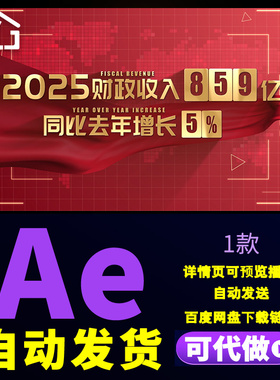 大气红色数据展示企业年度工作总结数据滚动项目进度汇报片AE模板