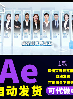 蓝色简约空间企业部门成员介绍优秀团队员工颁奖图文包装AE模板