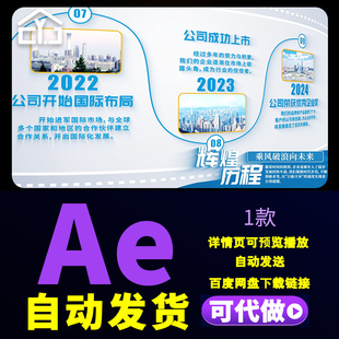 简洁清新曲屏企业辉煌历程规模发展时间线图文介绍展示宣传AE模板