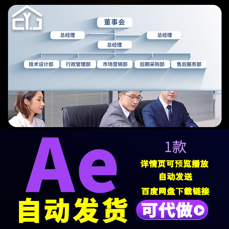 简洁明亮企业公司部门组织构架展示公司框架人员分布介绍AE模板
