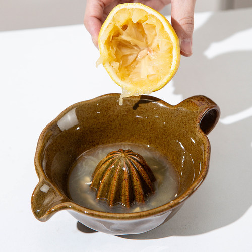 创意手动压榨器陶瓷压柠檬手动简易榨汁碗葡萄柚橙子切半挤汁神器