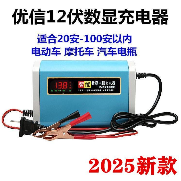 天能12伏20安铅酸电瓶数显充电器