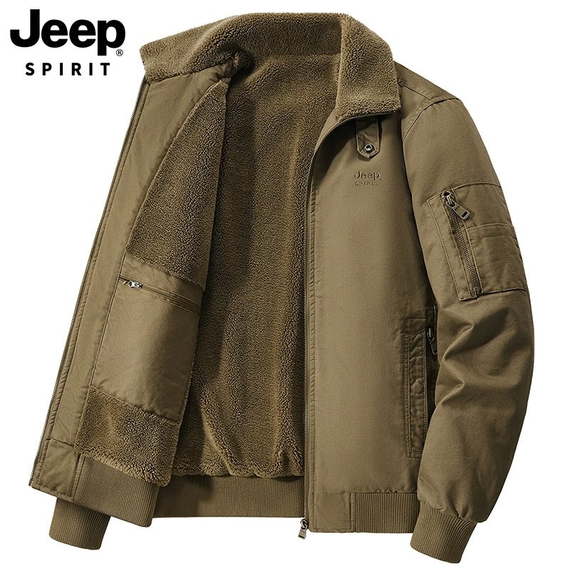 JEEP吉普秋冬季保暖棉衣男翻领羊羔绒加绒加厚棉服中年棉袄外套男,男装,棉衣,淘宝优惠券,粉丝福利购,淘宝优惠卷