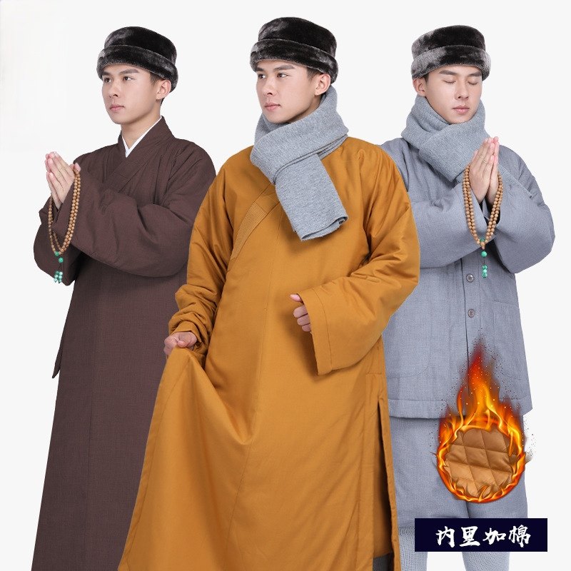 冬季加棉僧服长褂短褂套装大褂小褂棉服居士服加厚耐磨保暖抗静电