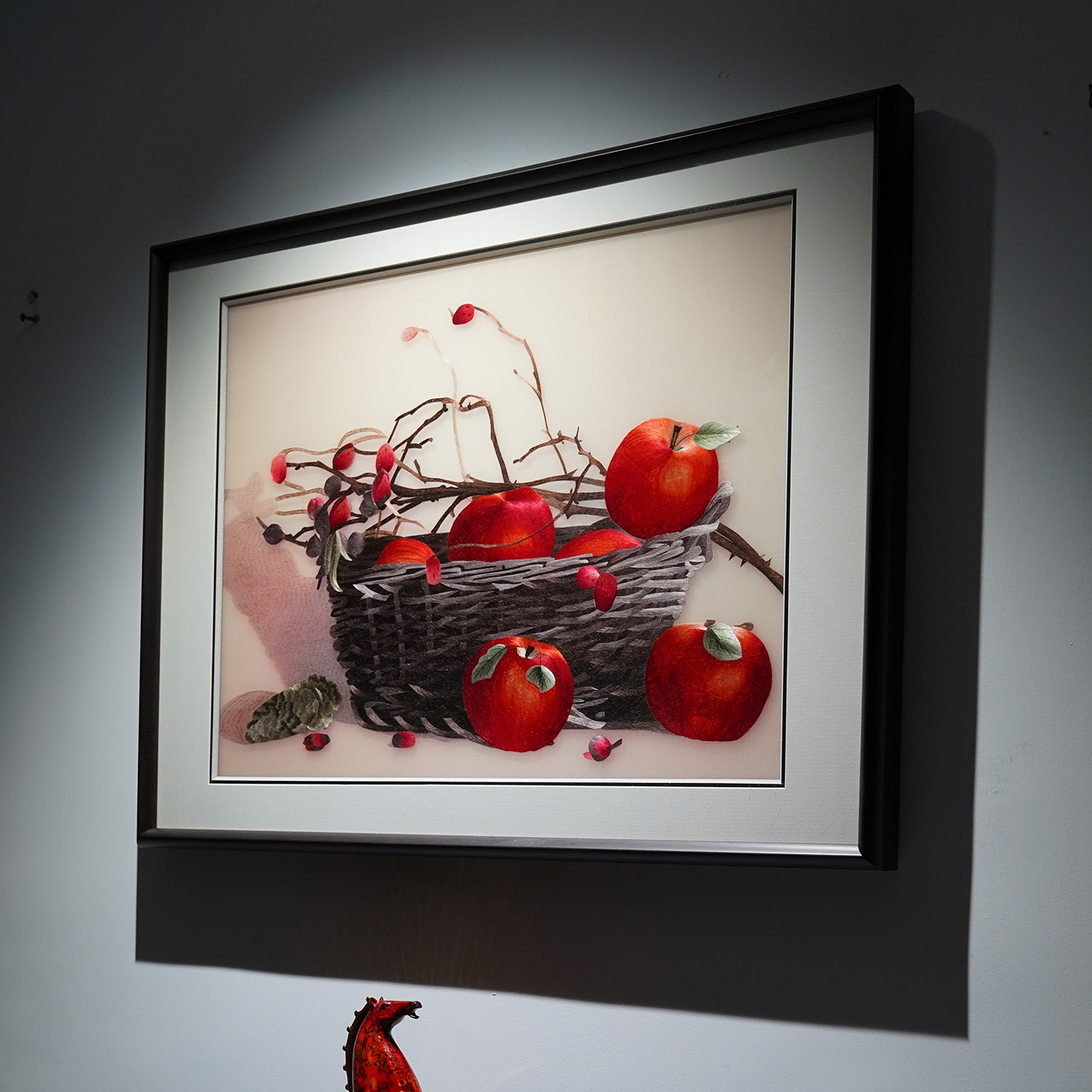 新中式刺绣装饰画书房卧室客厅沙发墙手工苏绣平平安安实木框挂画图片