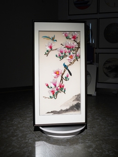 新中式 饰画手工刺绣画 挂画玄关入户过道走廊客厅装 风喜上枝头竖版