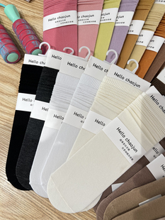 超骏chaojun8802袜子女堆堆袜夏季超薄款中筒无骨袜纯色百搭款