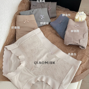 翘秘女士内裤 8069暖芯纱磨毛面料舒适简约中腰宽边不勒肉三角内裤