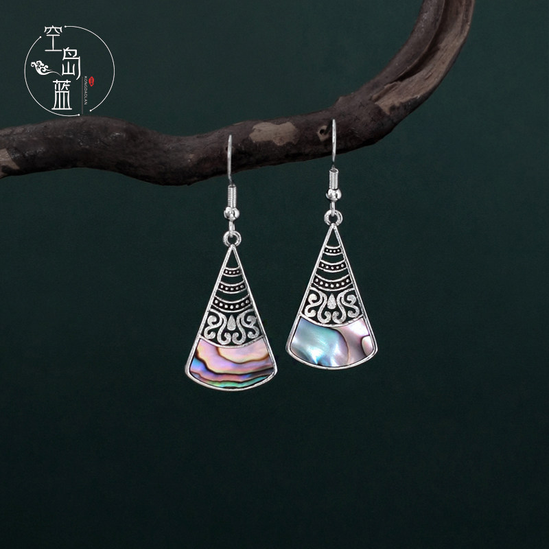 空岛蓝925银钩文艺中式复古风雕花鲍贝壳耳环优雅气质民族风耳夹,饰品/流行首饰/时尚饰品新,耳环,淘宝优惠券,粉丝福利购,淘宝优惠卷