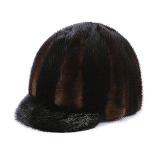 秋冬中老年人貂皮帽子男士保暖护耳老头鸭舌帽水貂毛帽子女棒球帽