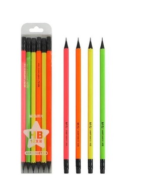 晨光文具HB木杆铅笔  纯色荧光色六角笔杆小学生写字铅笔AWP30812