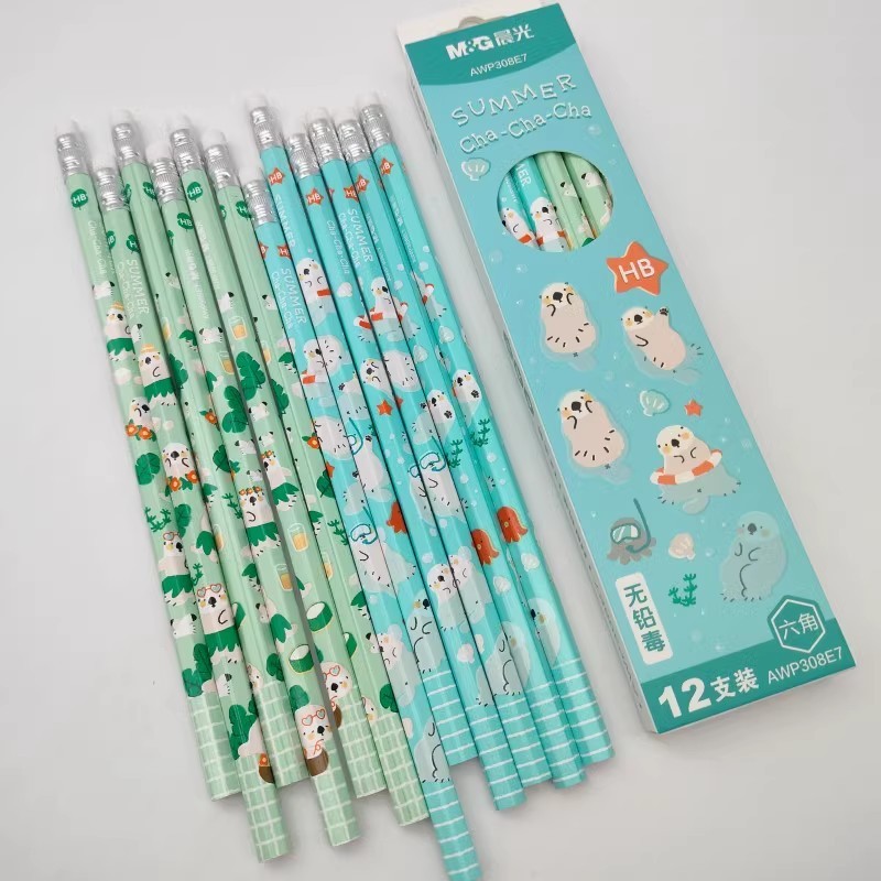 晨光文具卡通可爱六角木杆铅笔HB