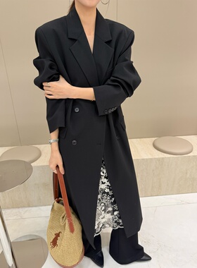 摩登mdeng高级感长款风衣外套女秋季2025新款双排扣西装大衣89393