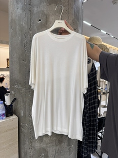摩登mdeng韩系简约宽松大版短袖T恤女莫代尔中长打底衫上衣夏3910