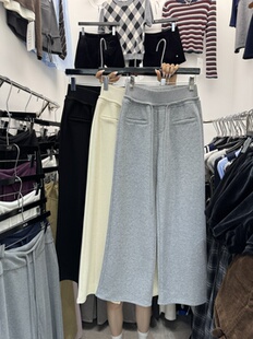 百搭显瘦直筒拖地裤 女冬2025新款 高腰加绒阔腿抽绳休闲裤 ACS韩版