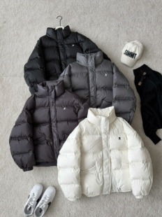 新款 立领刺绣90白鸭绒羽绒服女冬季 百搭显瘦外套潮 DAN韩版 MOCHA