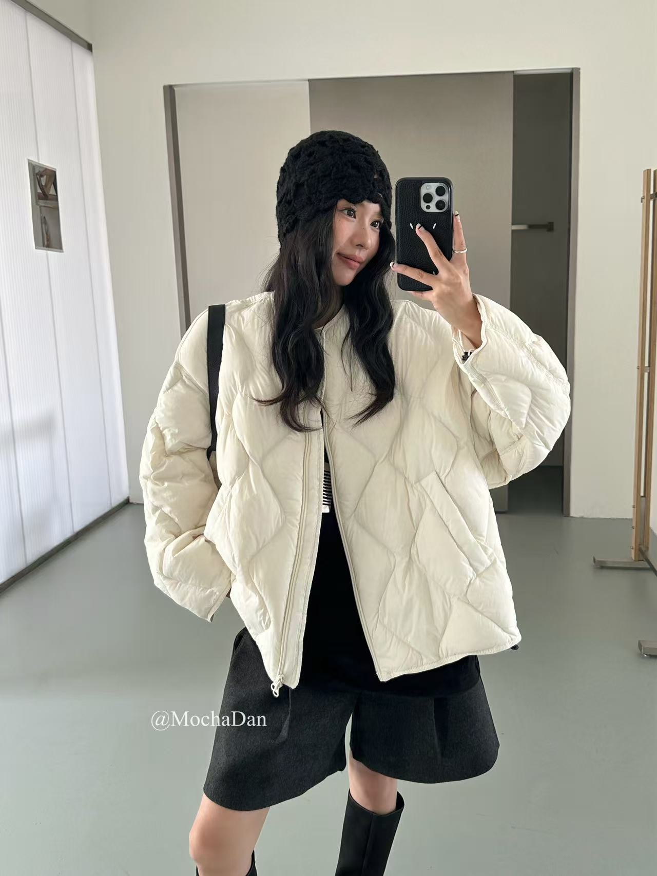 Der.moookka韩版泡芙90白鸭绒羽绒服女冬季新款百搭菱格保暖外套