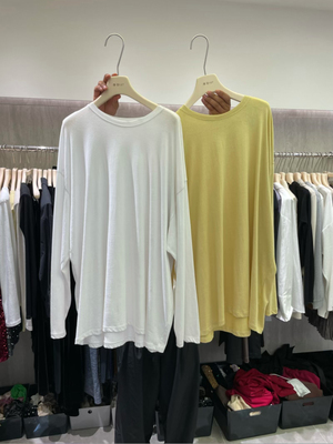 摩登Mdeng宽松中长款T恤衫慵懒风休闲长袖薄款上衣女25春季71009