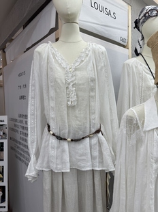 衬衣潮 女春夏2026新款 ONEBYTOW法式 小众设计感木耳边微透苎麻衬衫