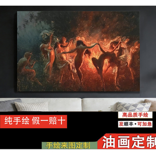 油画定制照片人物手绘肖像客厅挂画风景宠物定制玄关客厅装饰画