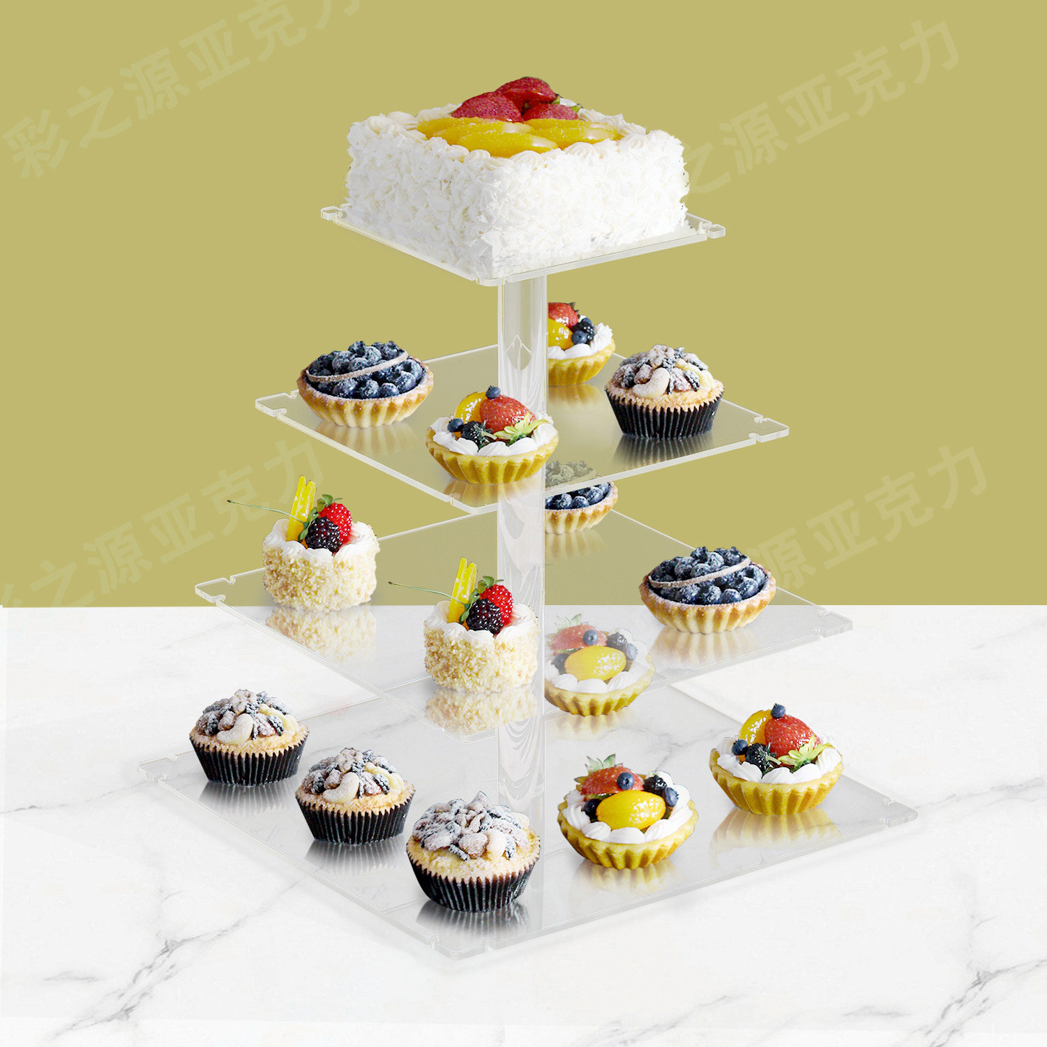 欧式透明亚克力婚庆多层展示架蛋糕架四层五层托盘生日派对糕点盘