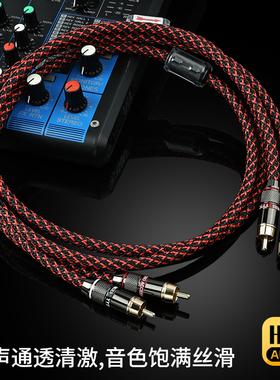 YY-JNM rca音频线二对二双莲花头发烧纯铜音响音箱功放连接信号线