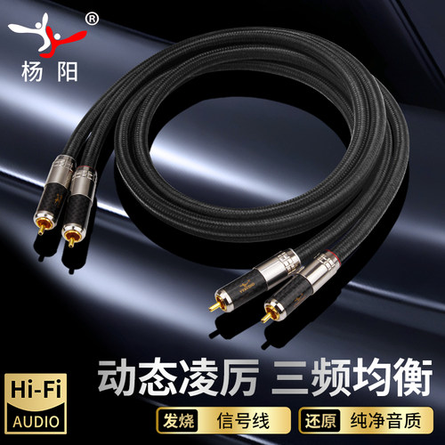 发烧级单晶铜信号线HIFI双莲花头2RCA音频线二对二CD功放音响箱线 - 封面