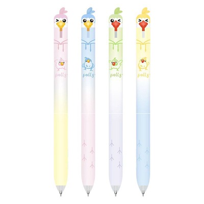 东米2521鹦鹉宝贝晶蓝可擦笔萌宠渐变笔杆硅胶护套CS刷题可擦蓝笔