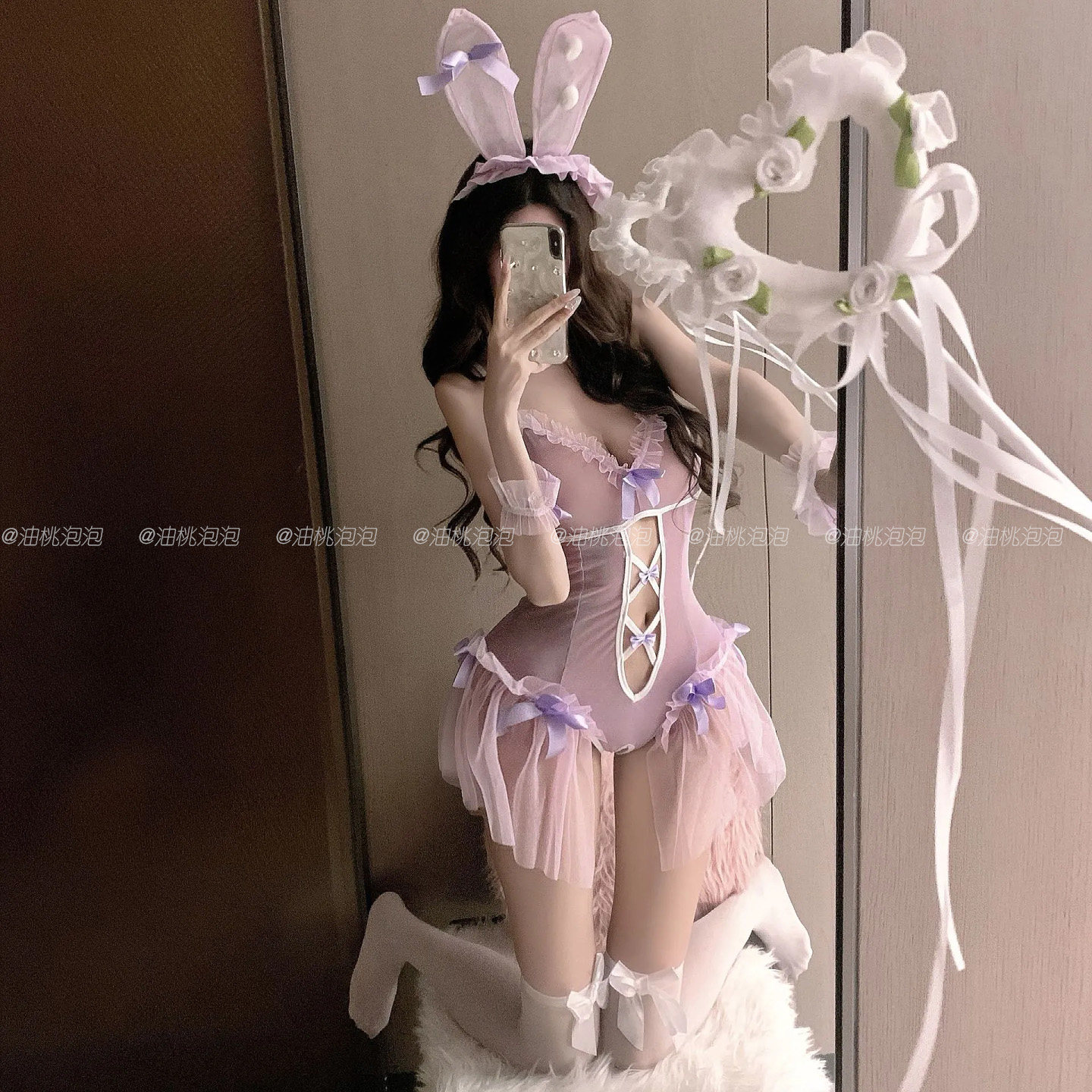 情趣性感深V吊带兔女郎制服内衣