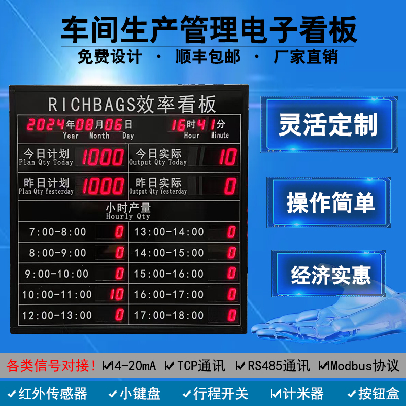 生产管理传感器485通讯电子看板