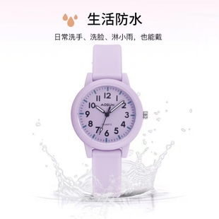 学生硅胶考试男初中防水高考表盘指针机芯石英表只能看时间的手表