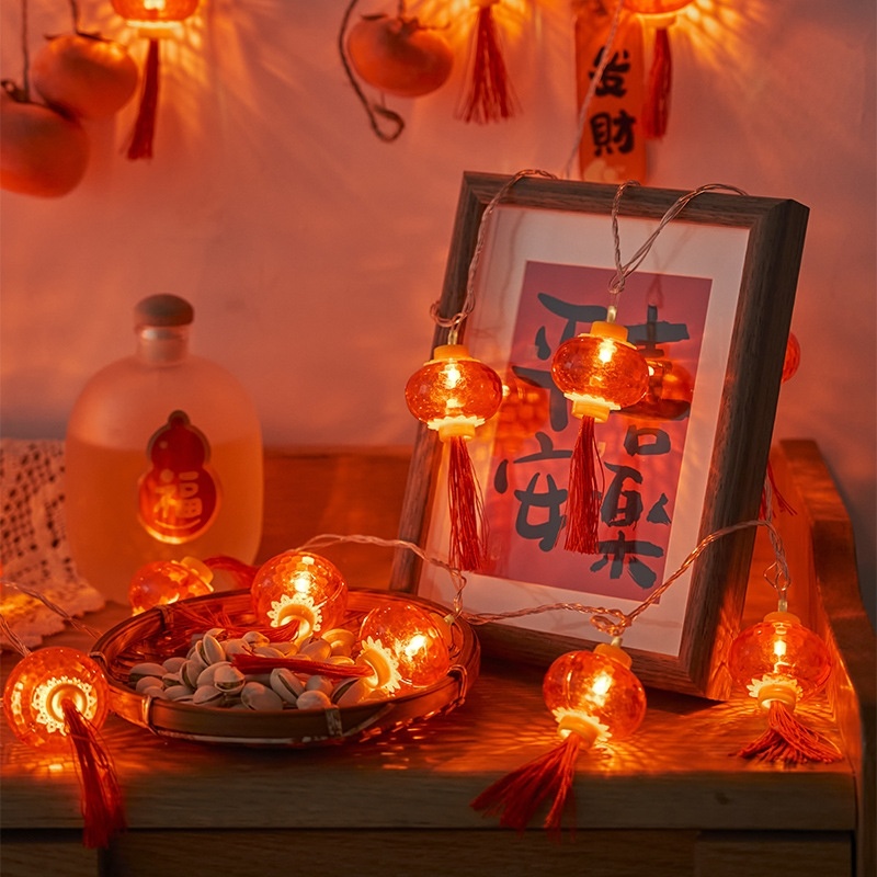 新年装饰水晶红灯笼灯串过年春节氛围感灯笼挂饰布置中式户外挂灯