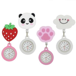 易拉扣可伸缩软胶护士夜光表针怀表学生考试挂表只能看时间的手表