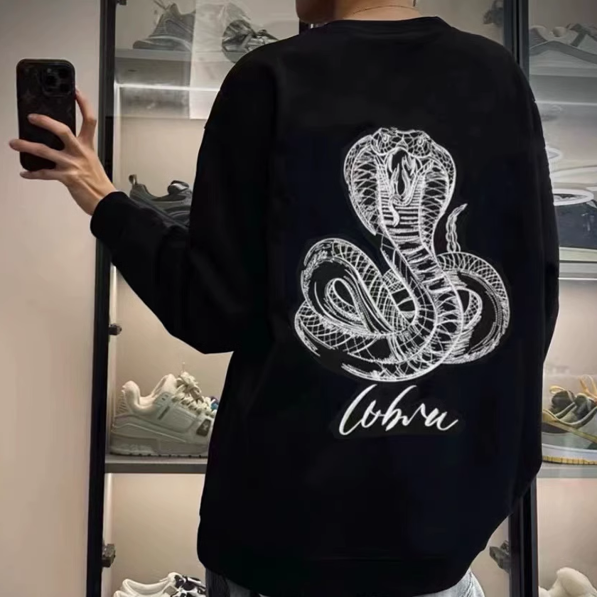 王子阳同款眼镜蛇印花卫衣男士秋冬加绒圆领长袖衫精神小伙上衣潮
