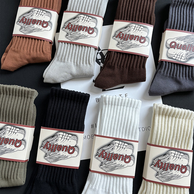 堆堆袜男夏纯棉吸汗防臭中筒长袜