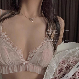 尤物~桃色朗姆酒*法式蕾丝花边内裤内衣无钢圈性感美背文胸套装
